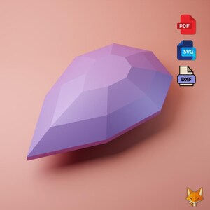 3D-diamantpappersarbete LÅG POLY DIY-modellmall i PDF-, DXF- och Svg-format