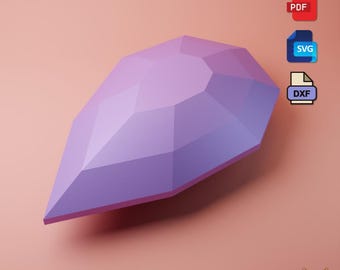 3DダイヤモンドペーパークラフトローポリDIYモデルテンプレート（PDF、DXF、SVG形式）