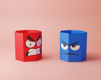Emoji Coffee Mug Papercraft Template, 8 Lowpoly Designs (Digital Download)