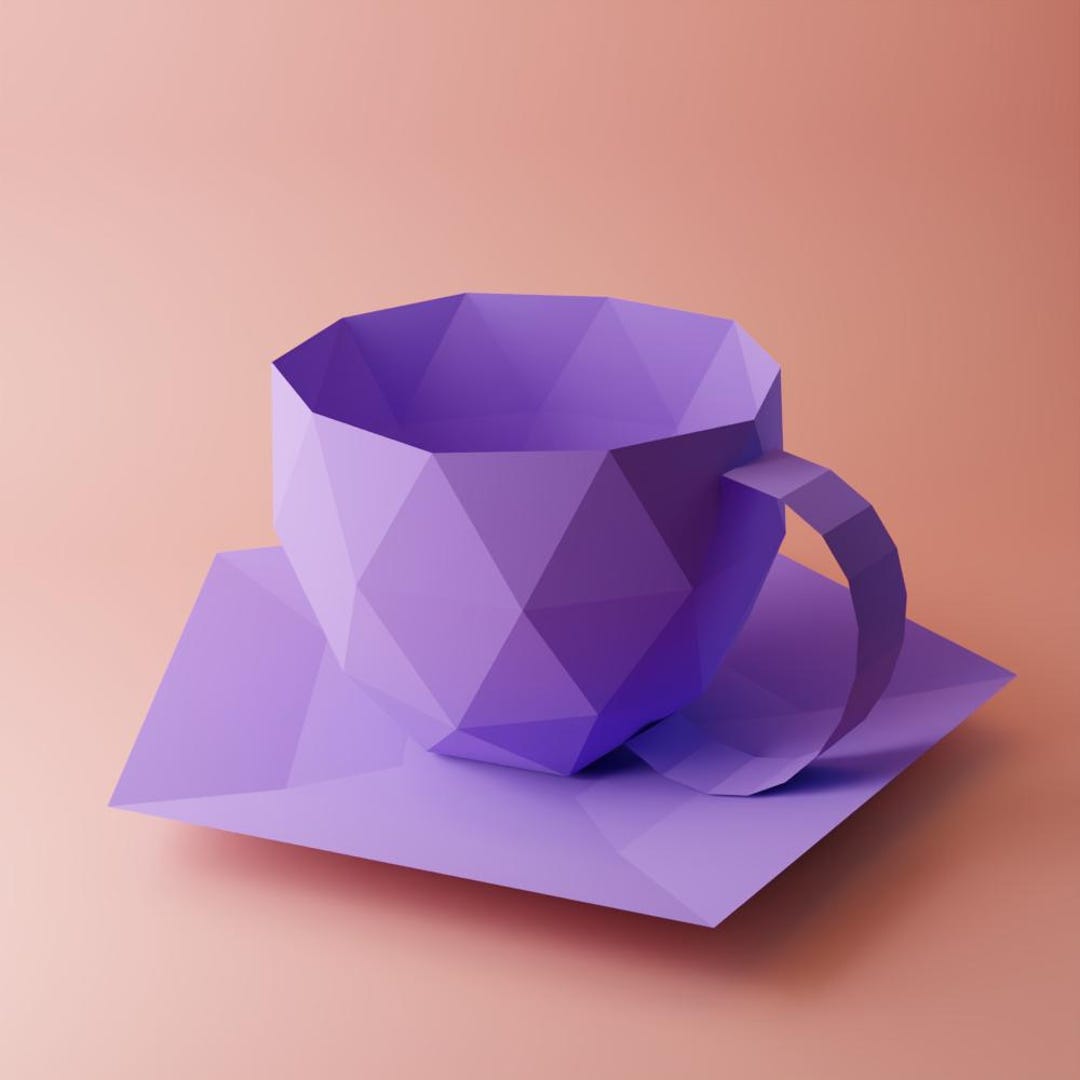Paper Cup 3d Model Lowpoly Papercraft Template Pdf, DXF, SVG, Teacup ...