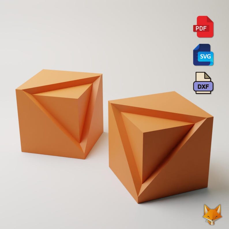 DIY Cube Papercraft Model, Low Poly Home Decor (PDF, DXF) - Etsy