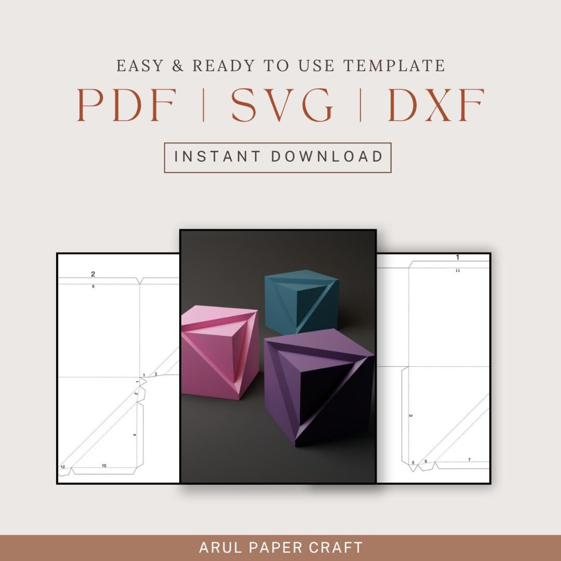DIY Cube Papercraft Model, Low Poly Home Decor (PDF, DXF) - Etsy