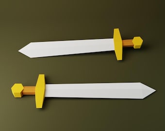 DIY Papercraft 3D Sword Model Template, Step-by-Step Origami Sword Tutorial svg, Fun Homeschool Craft Props dxf, Cosplay Sword PDF Guide