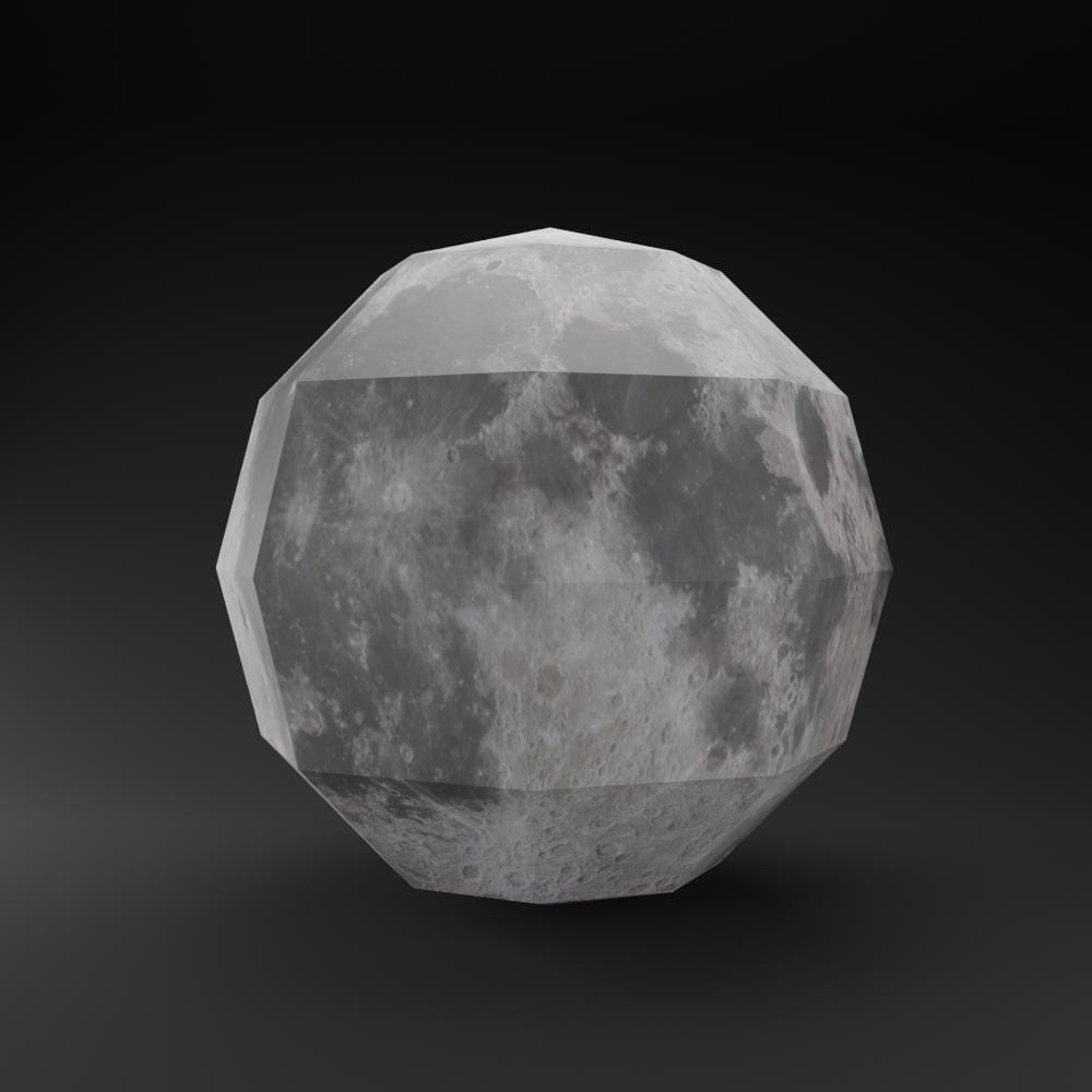 Low Poly 3D Moon Model, Paper Craft Template (pdf, Svg, Png, Dxf) - Etsy