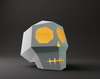 3D Papercraft Easy Halloween skull model DIY model in pdf, dxf & svg format