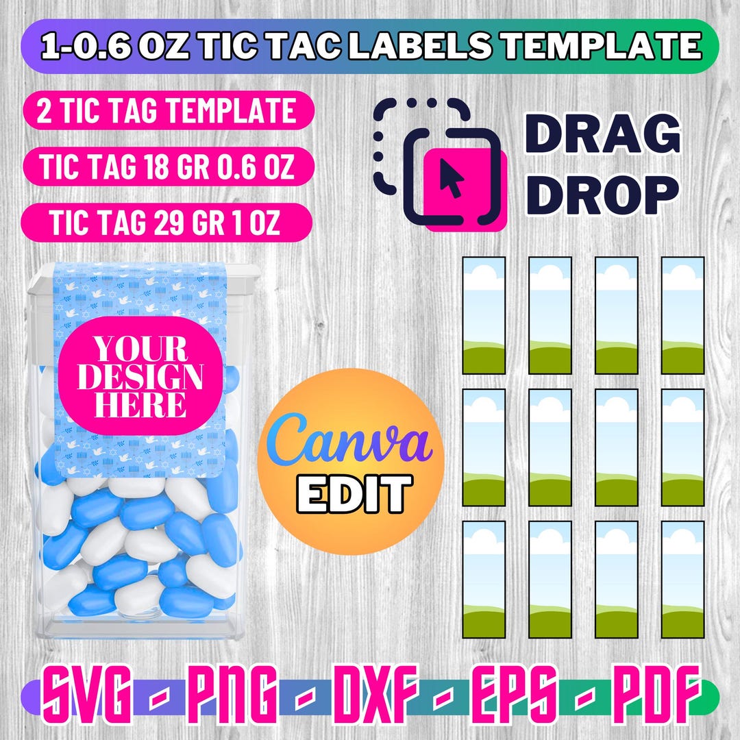 Tic Tac Label Template: Blank Wrapper, SVG Files (digital Download ...