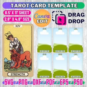 Tarot Card Template, Custom Tarot Card, DIY Tarot Card, Custom Card Deck Template, Printable Oracle Cards, Tarot Design, Canva Editable