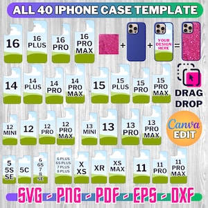 40 Phone Case Template Mega Bundle, iPhone Case Template, iPhone Sublimationsvorlage, Smartphone Case Template, Canva bearbeitbare Vorlage