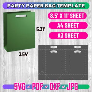 Modèle de sac en papier Svg, modèle de mini sac en papier, anniversaire de sac Svg, sac de cadeaux, sac cadeau Svg, boîte Svg, modèle de sac, sac à provisions svg