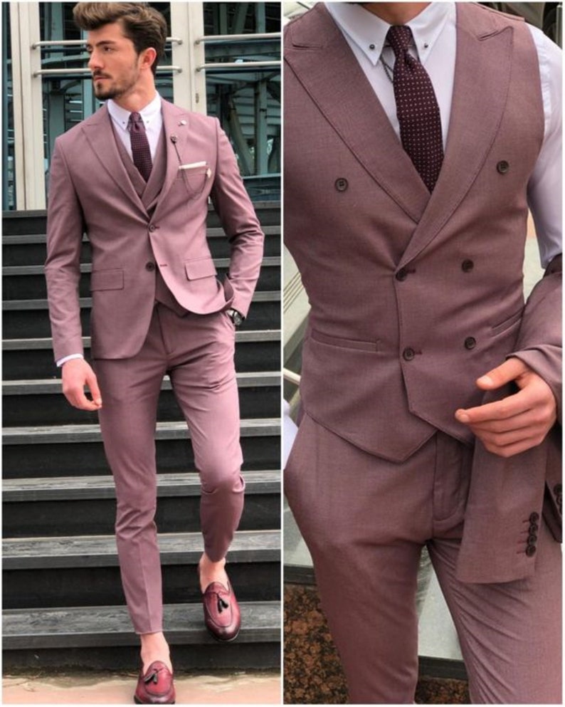 Suits for Men Dusty Rose Men Suits 3 Piece Suits Tow Button - Etsy