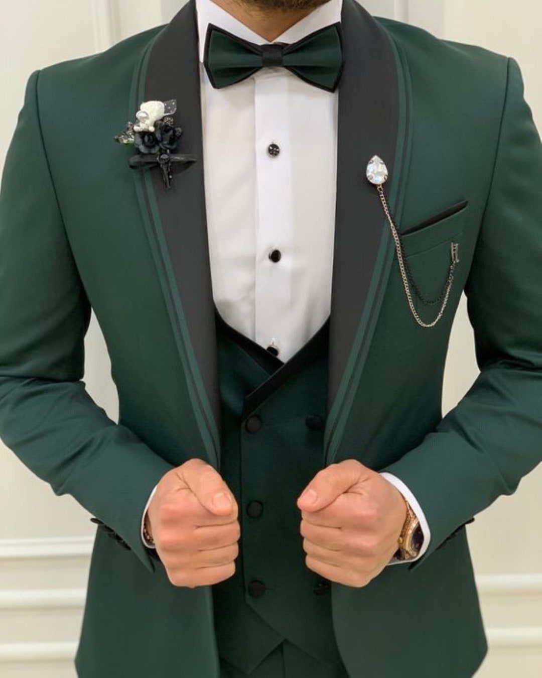 Suit Stylish Three Piece Green Mens Suit for Wedding, Engagement, Prom ...