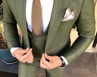 Suit Stylish Three Piece Green Mens Suit for Wedding, Engagement, Prom, Groom wear and Groomsmen Suits