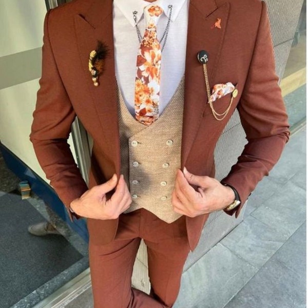 Mens Rust Suit Jacket - Etsy