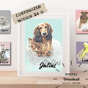 Digital Art, Portrait, Animal Portrait, Tierportrait, Wall Art, Hund, Katze, personaliesiertes Geschenk