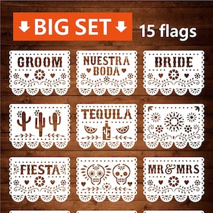 Papel Picado SVG Set: Mexican Wedding Fiesta Banner (Digital Download)