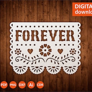 Forever Papel Picado SVG: Mexican Wedding Fiesta Decor (Digital Download)