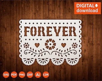 Forever Papel Picado SVG: Decoración de fiesta de boda mexicana (Descarga digital)