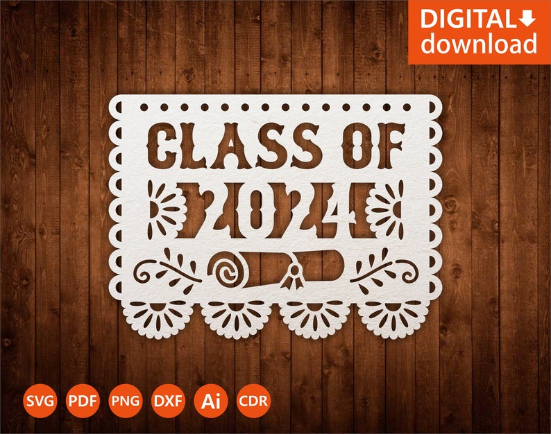 Svg Class of 2025 Papel Picado Cricut Template Graduation Etsy