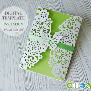 Modello di invito a farfalla per Cricut, taglio laser, invito a nozze con carta a farfalla in formato svg, file 5x7 Cricut papercut, Cameo (svg dxf ai cd)