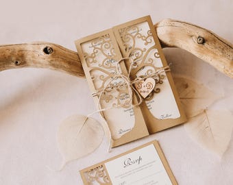 Laser Cut Tree Wedding Invitation Template: 5x7 SVG, RSVP (Digital Download)