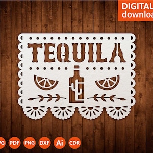 Tequila Papel Picado SVG: Mexican Fiesta Template (Digital Download)