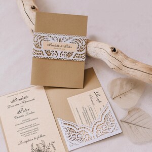 Lace Invite Svg Belly Band Template Wedding Invitation, Rustic ...