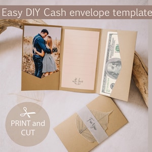Porta dinero de regalo DIY con tarjeta de deseos, Plantilla de sobre de efectivo imprimible, Porta dinero, Regalo de dinero, Archivos Cricut de sobre de efectivo en PDF fáciles de hacer