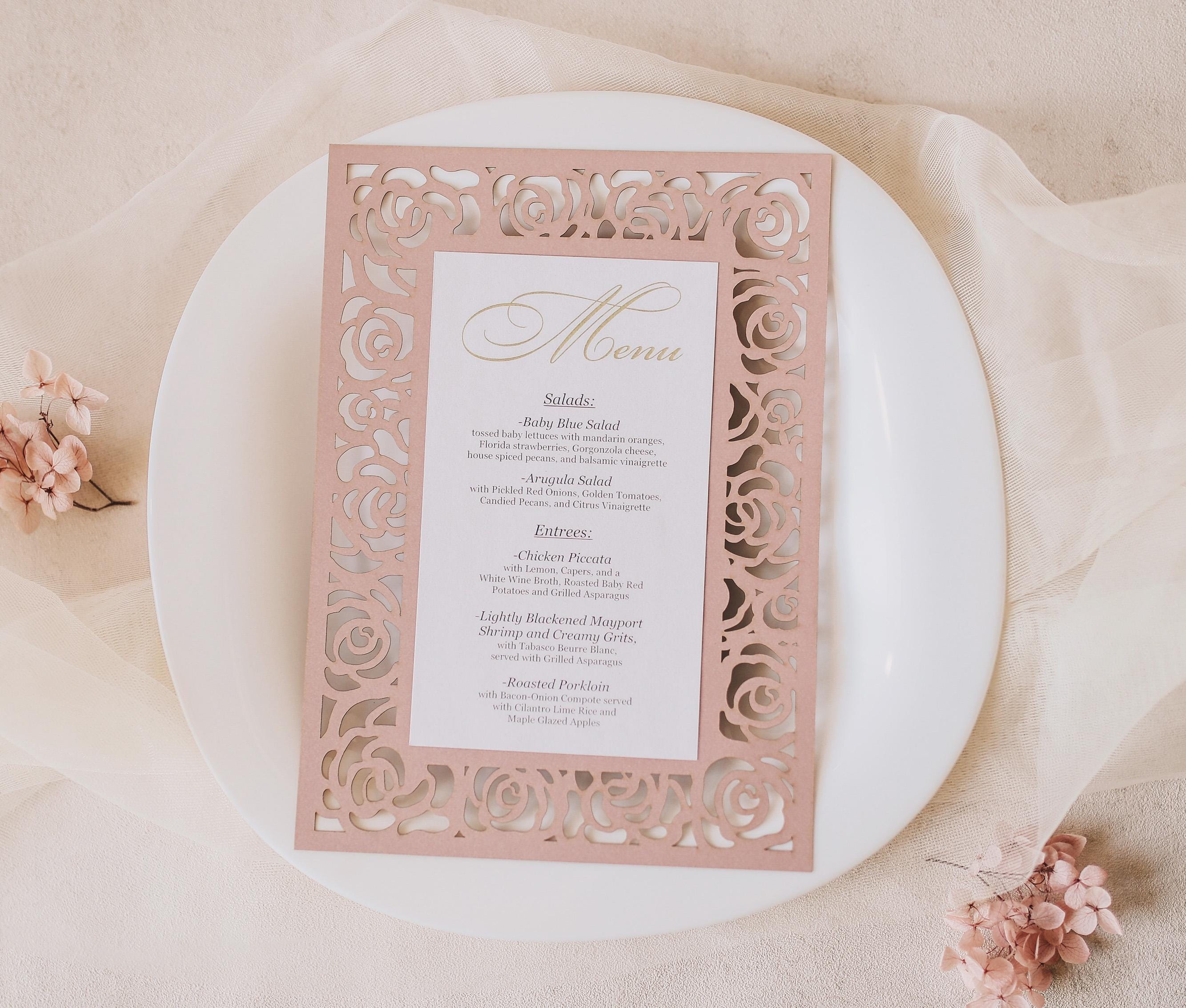 Rose Menu Template SVG: Wedding Table Decor Cut File (digital Download ...