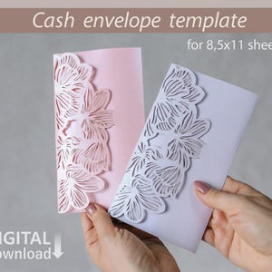 Lindo modelo de envelope de dinheiro SVG, porta-dinheiro, presente de casamento, arquivos de cartão de aniversário para Cricut Corte a laser, corte de papel, Cameo svg dxf ai cdr
