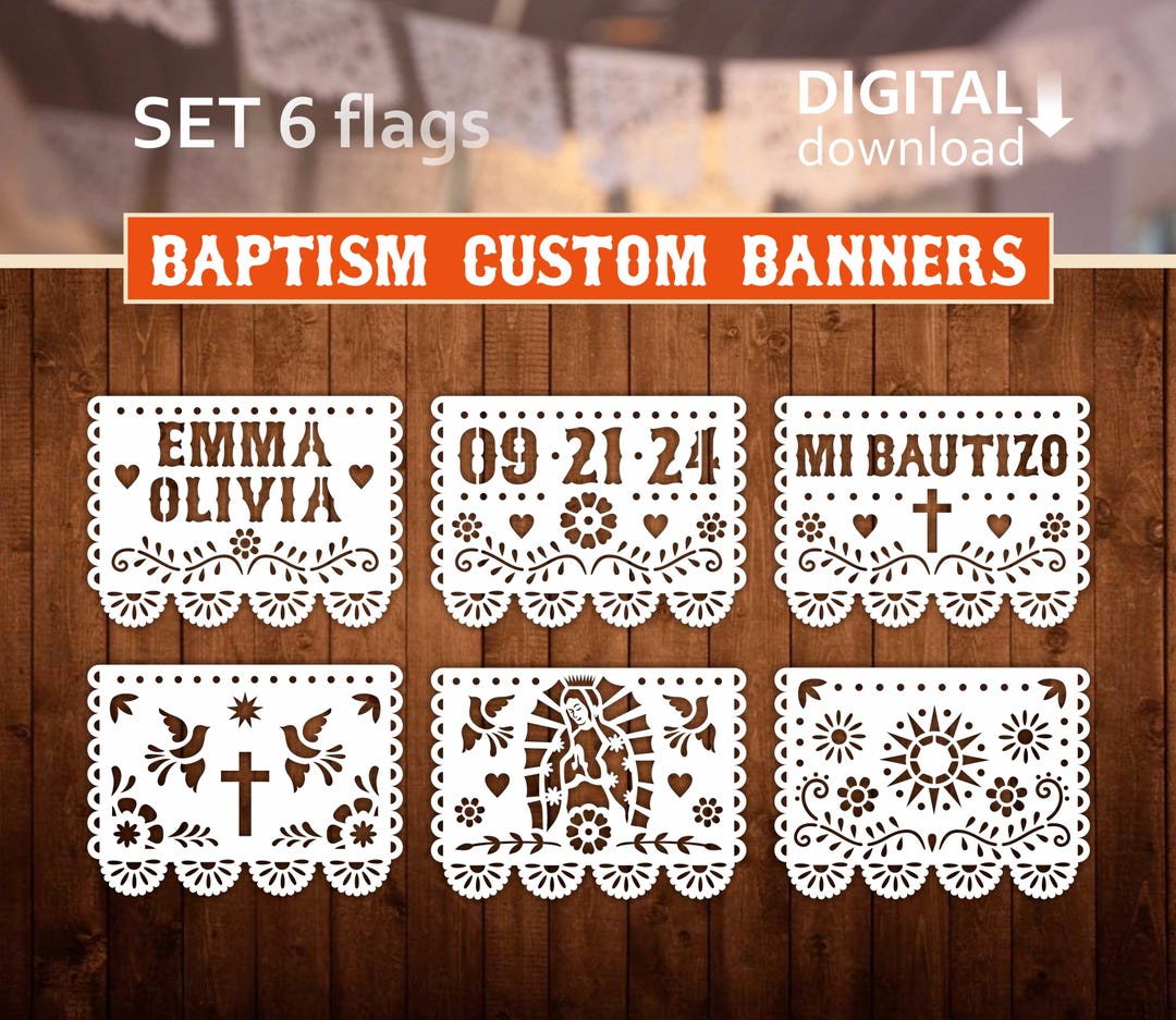 MI BAUTIZO Template Baptism Christening Personalized Garland Set 6 ...
