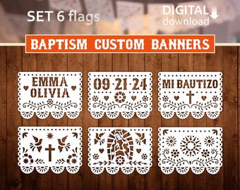 Mi Bautizo Papel Picado Banner: Personalized Christening Garland (Digital Download)