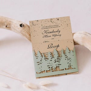 Arbre inviter le modèle de bande de ventre svg faire-part de mariage, invitation de forêt rustique 5 x 7, pour Cricut, découpe laser, découpe de papier, camée (svg dxf ai cdr)