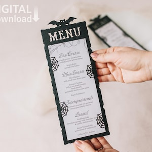 Halloween menu svg template cut file, lasercut menu halloween cards vector files for Cricut, Laser Cut, papercut, Cameo (svg dxf ai cdr)