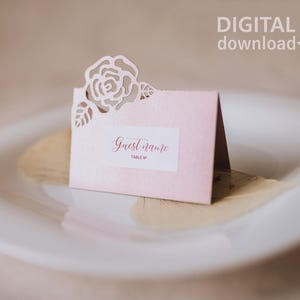 Tischkarte Rose Tischkarte, Hochzeit Tischkarten, Platzkarten, Namen, Tischkarte Cricut Papierschnitt, Lasercut Cameo svg dxf ai cdr