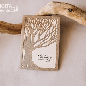 Laser geschnitten Baum Hochzeit Einladung Vorlage, Baum einladen svg 5x7 für Cricut, Laser Cut, Papierschnitt, Cameo (svg dxf ai cdr)