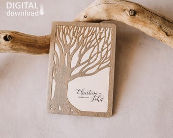 Svg Laser cut Tree Wedding invitation template, Tree Invite Svg 5x7 for Cricut, Laser Cut, papercut, Cameo (svg dxf ai cdr)