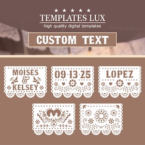 Custom Papel Picado Template: Mexican Wedding Fiesta Banner (svg dxf ai eps cdr)