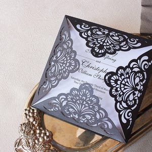 Svg 4 fold lace Wedding invitation template, laser cut lace invitation cut file for Cricut, Laser Cut, papercut, Cameo (svg dxf ai cdr)