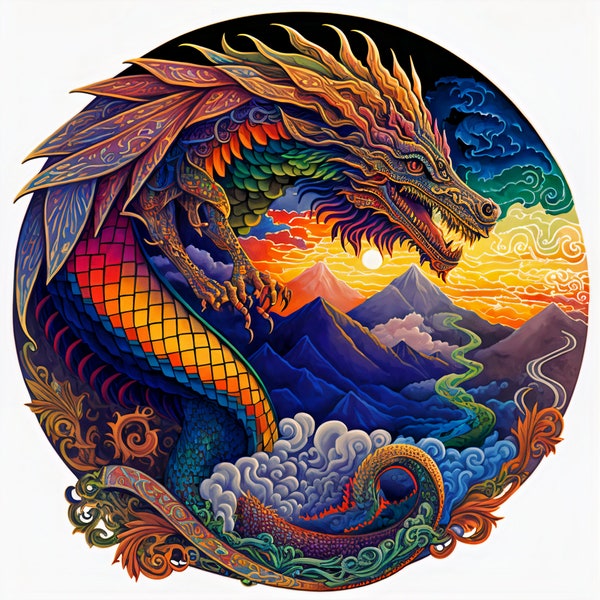 Digital Art Print: Dragon Profile Picture - Instant downloadable high-resolution PNG file