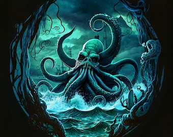 Digital Art Print: Huge Kraken Profile Picture - Instant downloadable high-resolution PNG file