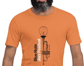 Jazz T-shirt | Blue Note Jazz Festival | New York Jazz | DTG Print | Contemporary | 100% Cotton | Unisex | Burnt Orange