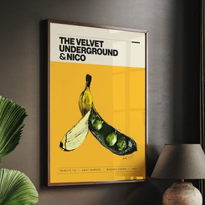 Andy Warhol Banana The Velvet Underground And Nico Poster | Pop Art Poster | Vintage | Classic Contemporary | Retro Decor Wall Art | Yellow