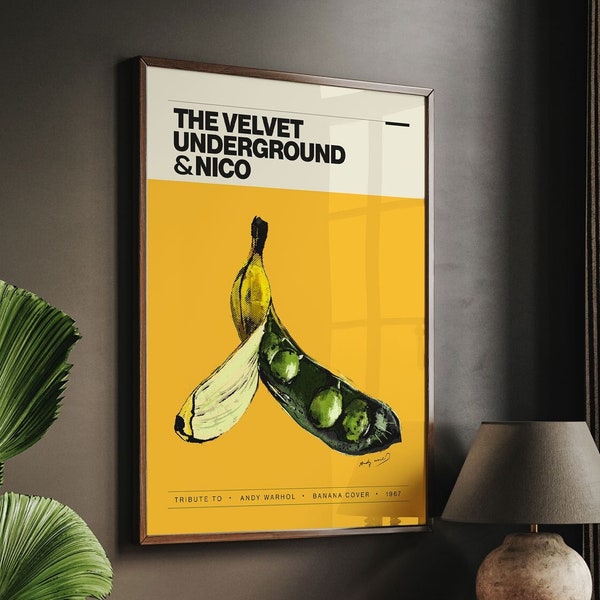 Andy Warhol Banana Le Velvet Underground et Nico Affiche | Affiche pop-art | millésime | Classique Contemporain | Art mural de décoration rétro | Jaune