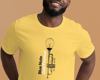 Jazz T-shirt | Blue Note Jazz Festival | New York Jazz | DTG Print | Contemporary | 100% Cotton | Unisex | Yellow