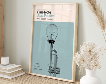 Blue Note Jazz Festival | Jazz Poster | New York Jazz | Blue Art Print | Wall Art Decor | Home Decor