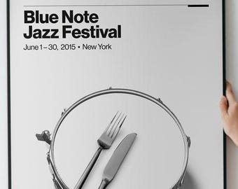 Blue Note Jazz Festival | Jazz Poster | New York Jazz | Art Print | Contemporary Wall Art Decor | Black and White | Home Decor