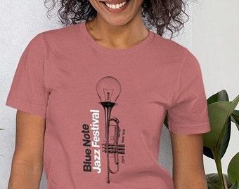 Jazz T-shirt | Blue Note Jazz Festival | New York Jazz | DTG Print | Contemporary | 100% Cotton | Unisex | Mauve