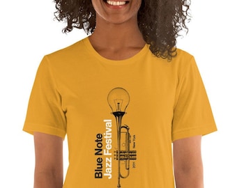 Jazz T-shirt | Blue Note Jazz Festival | New York Jazz | DTG Print | Contemporary | 100% Cotton | Unisex | Mustard