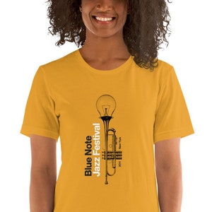 Jazz T-shirt | Blue Note Jazz Festival | New York Jazz | DTG Print | Contemporary | 100% Cotton | Unisex | Mustard