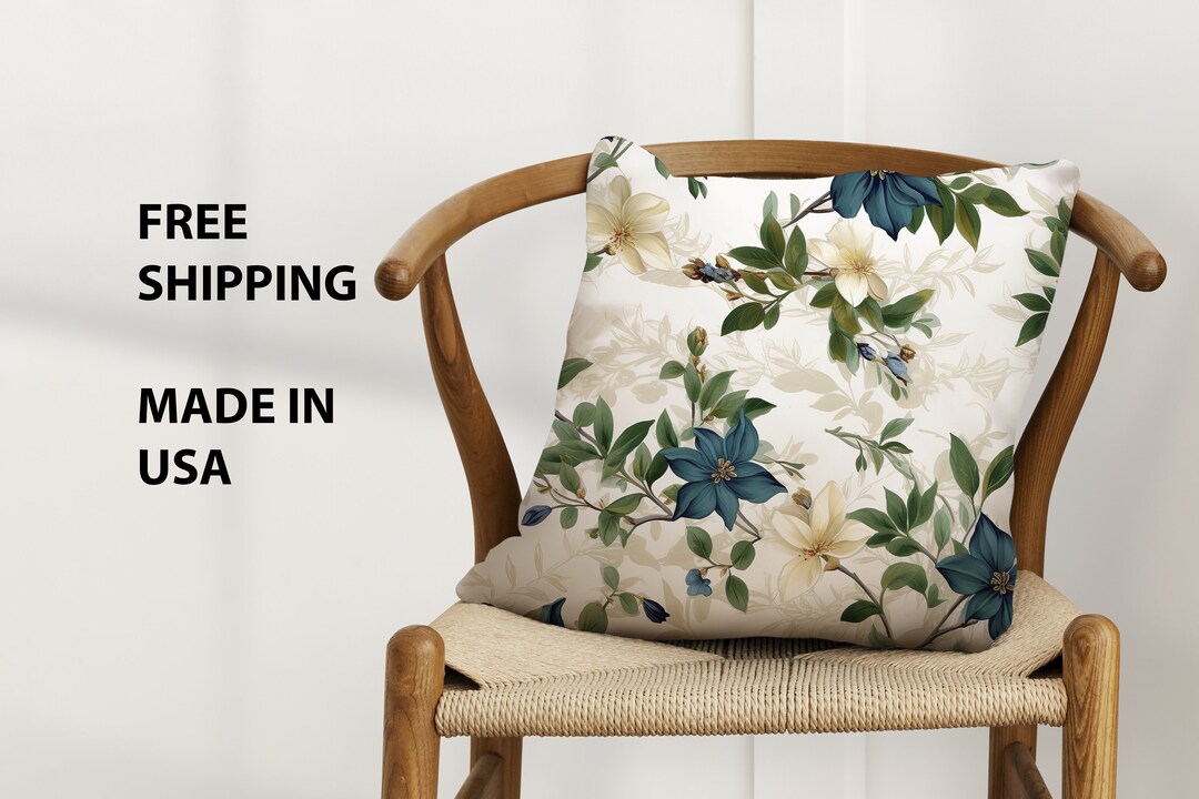 Floral Design Pillow Wildflower Throw Pillow Decor Pillow Etsy